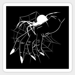 Spider web , woman hand with spider, witch , black nails Magnet